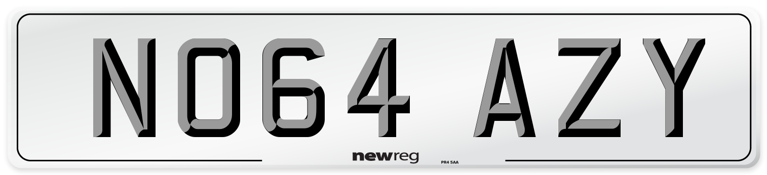 NO64 AZY Number Plate from New Reg